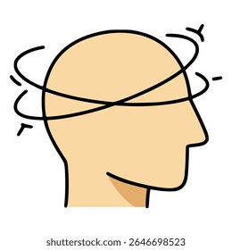 dor de cabeça tontura vetor de cor plana doente ilustração modelo design