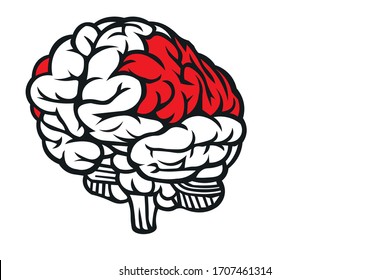 Headache pain and pounding painful migraine concept as a human head brain. illustrated 