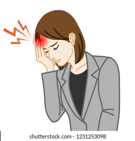 Headache - Physical disease image clip art - Business woman