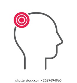 Headache,  profile of a person with a headache - vector, icon.