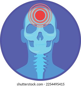 Headache round icon. Migraine symbol. Head pain isolated on white background