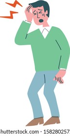
headache sick man simple illustration