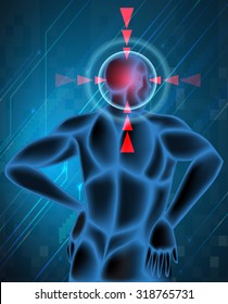 Headache spot in human illustration