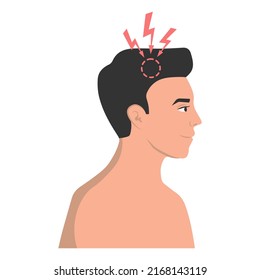 Headache as a symptom of a virus, flu, cold. Vector illustration.