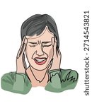 Headache symptoms in the form of a continuous line pattern.