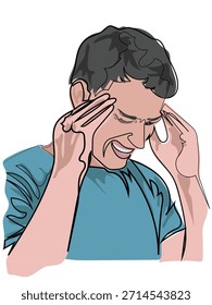 Síntomas de dolor de cabeza en forma de un patrón de línea continua.