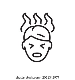 Icono de línea delgada de dolor de cabeza. Símbolo vectorial de dolor de cabeza. Stroke editable.