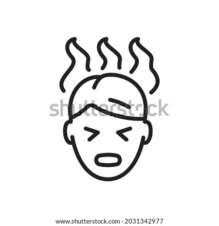Headache thin line icon. Head pain vector symbol. Editable Stroke.