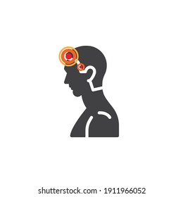 Headache vector icon. filled flat sign for mobile concept and web design. Human head ache glyph icon. Symbol, logo illustration. Vector graphics