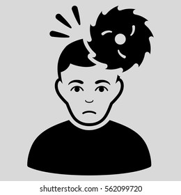 Headache vector icon. Flat black symbol. Pictogram is isolated on a light gray background. Designed for web and software interfaces.