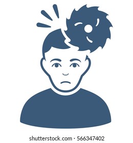 Headache vector icon. Flat blue symbol. Pictogram is isolated on a white background. Designed for web and software interfaces.
