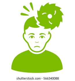 Headache vector icon. Flat eco green symbol. Pictogram is isolated on a white background. Designed for web and software interfaces.