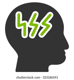 Headache vector icon. Style is bicolor flat symbol, eco green and gray colors, rounded angles, white background.