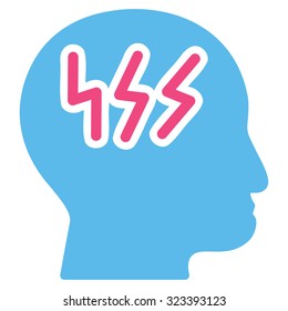 Headache vector icon. Style is bicolor flat symbol, pink and blue colors, rounded angles, white background.