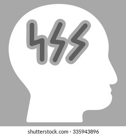 Headache vector icon. Style is bicolor flat symbol, dark gray and white colors, rounded angles, silver background.