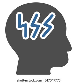 Headache vector icon. Style is bicolor flat symbol, cobalt and gray colors, rounded angles, white background.