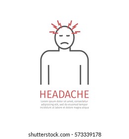 Headache. Vector icon for web graphic.