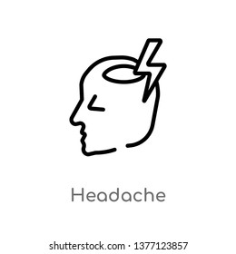 Headache Vector Line Icon Simple Element Stock Vector (Royalty Free ...