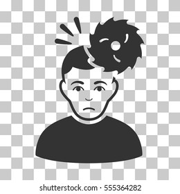 Headache vector pictograph. Illustration style is flat iconic gray symbol on a chess transparent background.