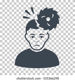 Headache vector pictograph. Illustration style is flat iconic smooth blue symbol on a chess transparent background.