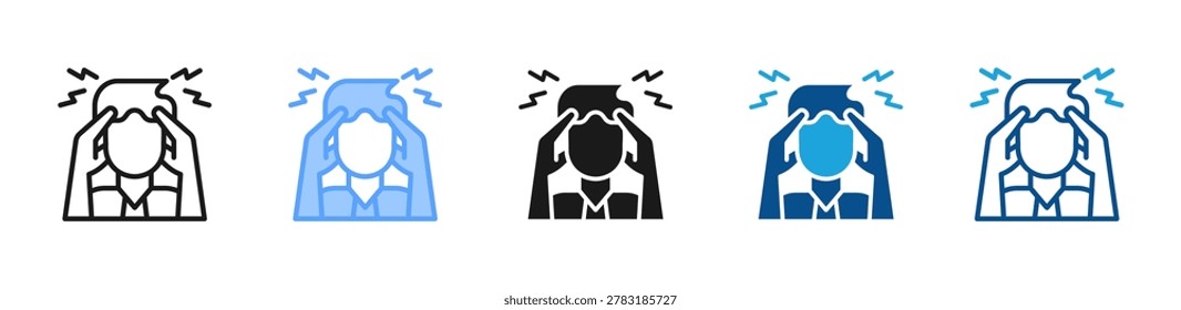 Headache web icon with multiple style collection