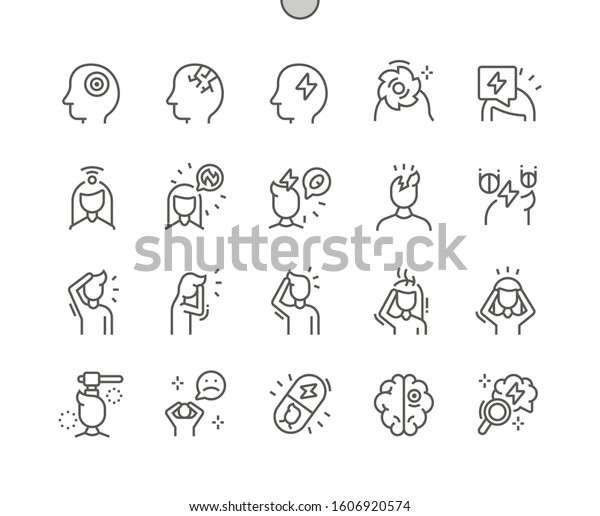 Headache Wellcrafted Pixel Perfect Vector Thin Stock Vector (Royalty ...