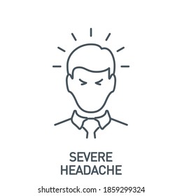 headaches Signs and symptoms Coronavirus single line icon isolated on white. Perfect outline symbol symptoms Covid 19 pandemic banner. diagnostic design element severe headache with editable Stroke