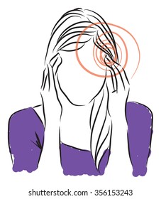 headaches woman illustration