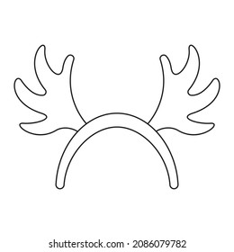 Headband attire deer horns alter Vector. Black and white. White background. Line drawing.