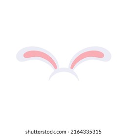 Headband with bent bunny ears flat style, vector illustration isolated on white background. Theater props, decorative element for costume party, holiday event