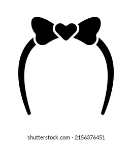 Headband with bow icon. Black silhouette. Front view. Vector simple flat graphic illustration. Isolated object on a white background. Isolate.