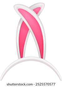 Headband with bunny ears. Cute cartoon party accessory isolated on white background