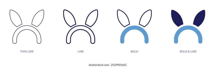 Headband costume party icon in 4 different styles. Thin Line, Line, Bold, and Bold Line. Duotone style. Editable stroke.