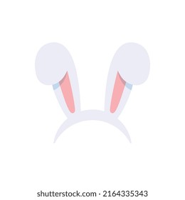 Headband with cute bent rabbit ears flat style, vector illustration isolated on white background. Bunny costume props, festive party clothing element, carnival