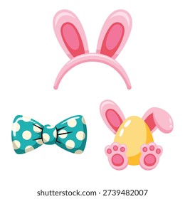 Headband ears and bow tie set, Easter family photo booth props, kids fair costume corner, parade session wardrobe checklist