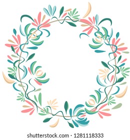 headband with flowers, pastel floral frame, vector.
This is a bezel for packaging, label design or banner. It emphasizes environmental friendliness and ease