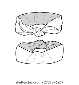 Plantilla de maqueta de Vector de diseño plano técnico de bufanda de cabeza de banda.