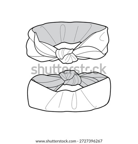 Headband head scarf technical flat design vector mockup template.