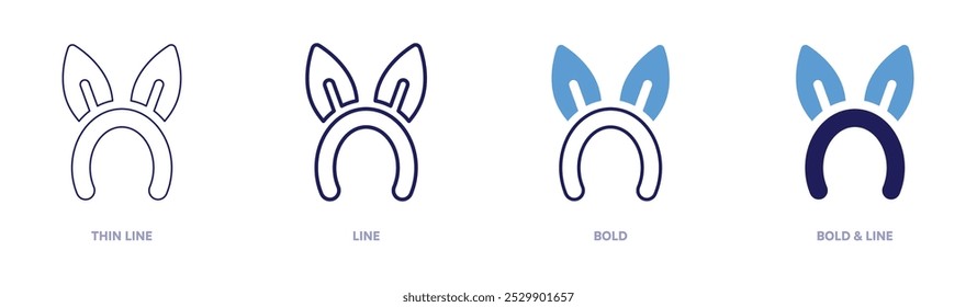 Headband icon in 4 different styles. Thin Line, Line, Bold, and Bold Line. Duotone style. Editable stroke.