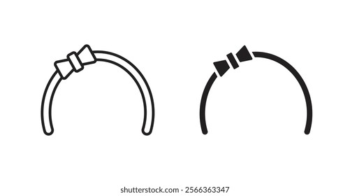 Headband icons in line stroke and flat versions