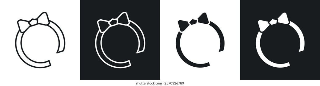 Headband icons vectors set in black. line and flat versions