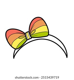 Headband with large striped bow. Image produced without the use of any form of AI software at any stage.