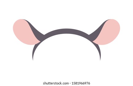 headband with mouse ears isolated on white background. vector flat illustration.