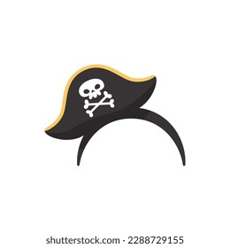 Headband with pirate hat, cartoon flat vector illustration isolated on white background. Head accessories for children. Halloween costume accessory. Kids birthday party concept.