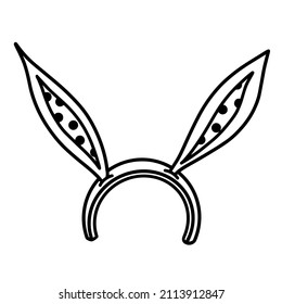 Headband with rabbit ears vector icon. Hand-drawn illustration isolated on white backdrop. Easter seasonal mask with bunny ears. Clipart for decoration, card design, invitation, printing, web