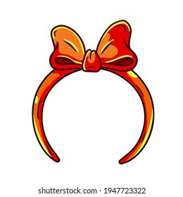 Headband with red bow. Woman Headdress for hair. Female Accessory. Head decoration.
