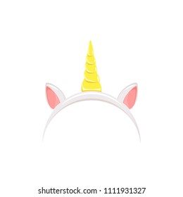 Headband of Unicorn with ears and horn isolated on white background, illustration.