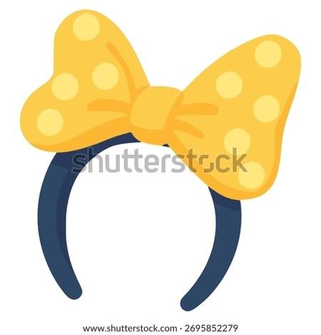 Headband with yellow bow accessories flat color vector illustration template design