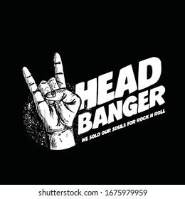 Headbanger Rock and Roll Logo Sign