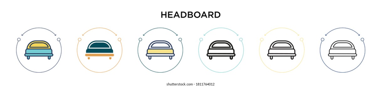 Headboard icon in filled, thin line, outline and stroke style. Vector illustration of two colored and black headboard vector icons designs can be used for mobile, ui, web